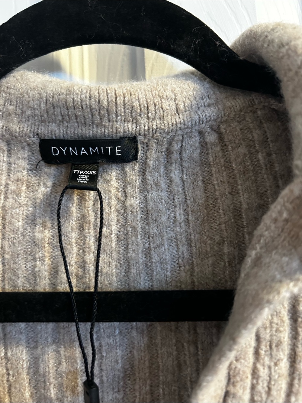 Dynamite Ribbed V-Neck Collared Sweater in Tan - Picture 2 of 2